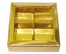 Windowbox 66x66x19mm 4 division shiny gold 